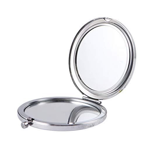 FRCOLOR Round Double-Sided Makeup Mirror with Rhinestones - Portable Travel Handheld Folding Mirror for Home, Salon & On-the-Go Touchups