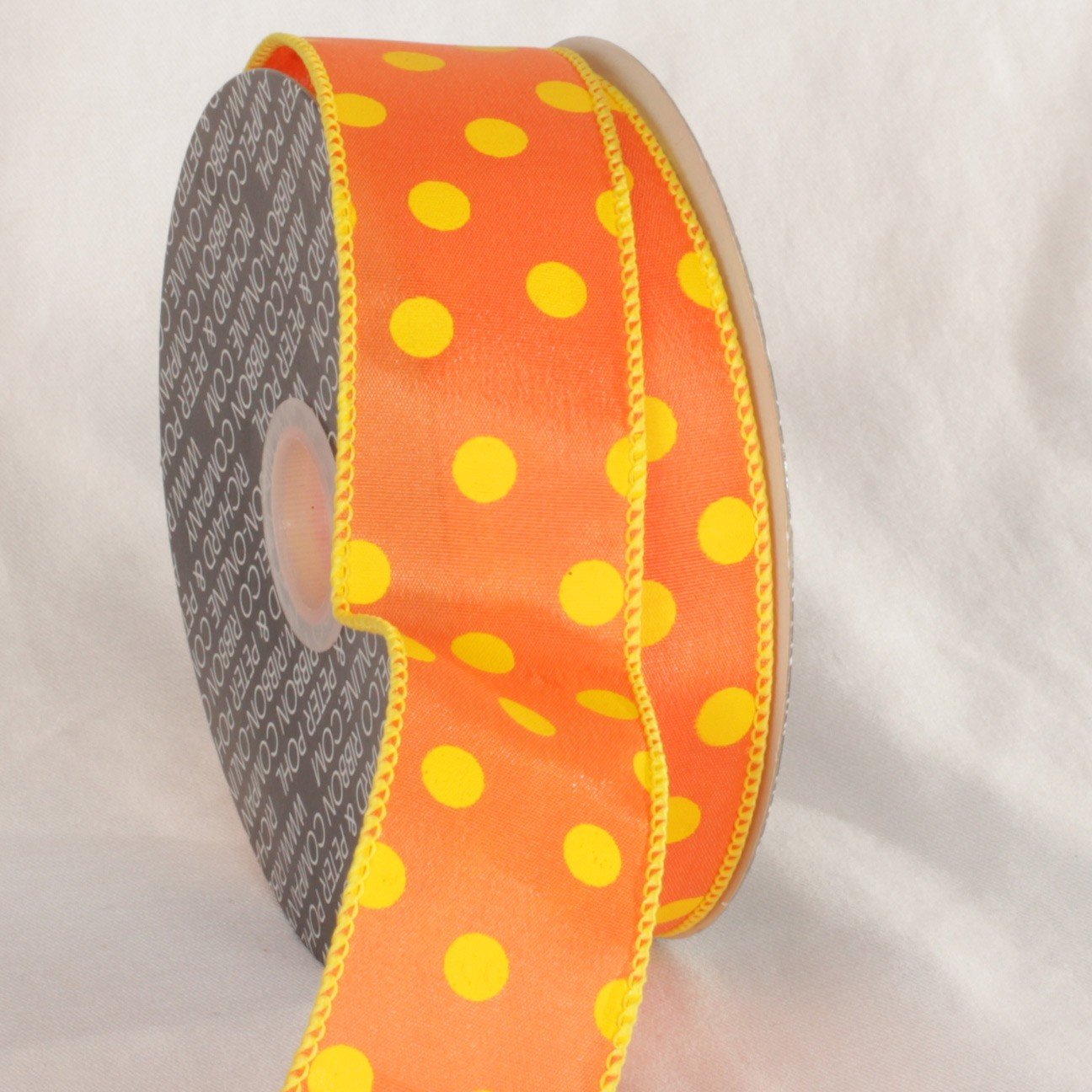 Vibrant Orange & Yellow Polka Dot Wired Craft Ribbon - 1.5 Inch x 40 Yards Bulk Roll for Gift Wrapping, DIY Projects, Party Decorations & Scrapbooking