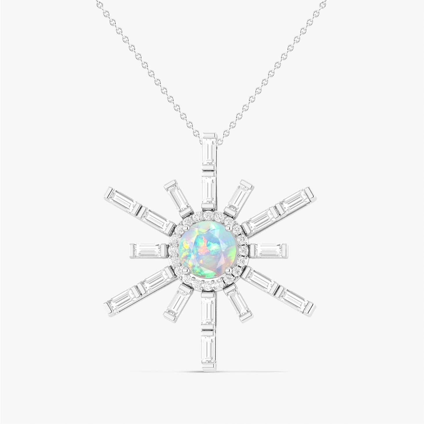 Natural White Opal Sun Charm Pendant Necklace for Women - Elegant Boho Jewelry Gift for Birthday, Anniversary & Everyday Wear - Perfect for Layering, Beach Outfits & Festival Style