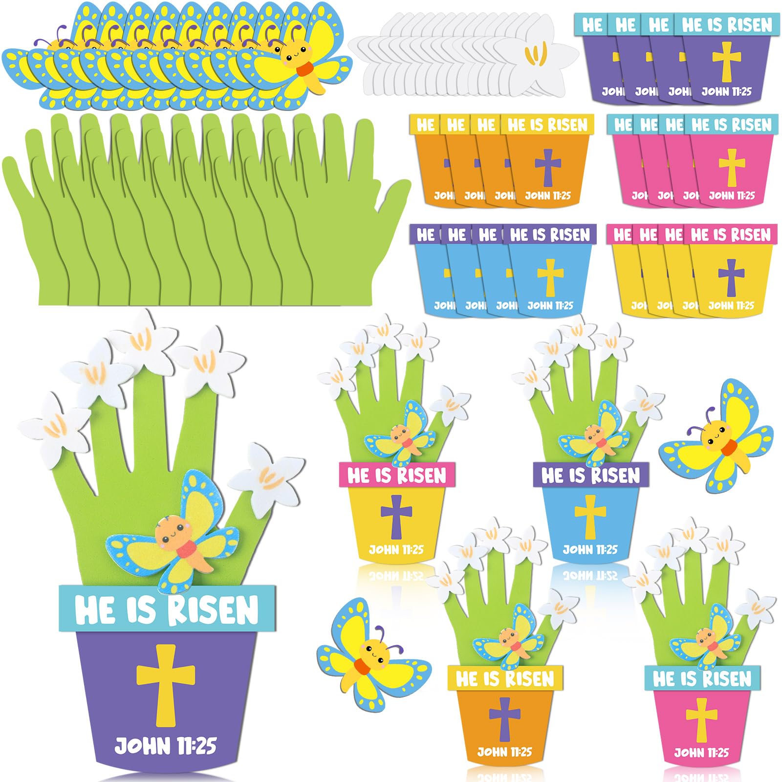 Honoson 20-Piece He is Risen Easter Craft Kit - Christian Foam Handprint Crafts for Kids Sunday School & Home Activities