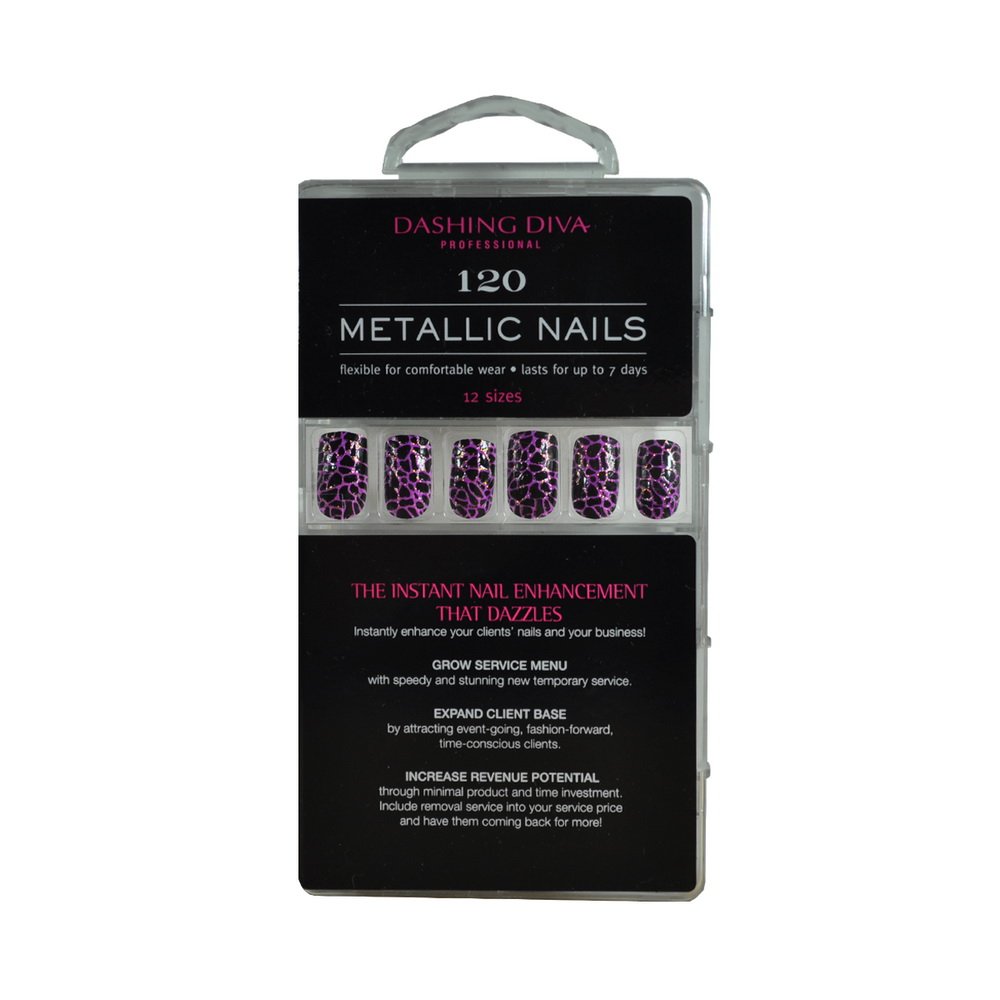 Dashing Diva Metallic Press-On Nails - Purrfectly Pink Glossy Fake Nails Kit (120 Count) | Easy DIY Manicure for Parties, Weddings & Special Occasions