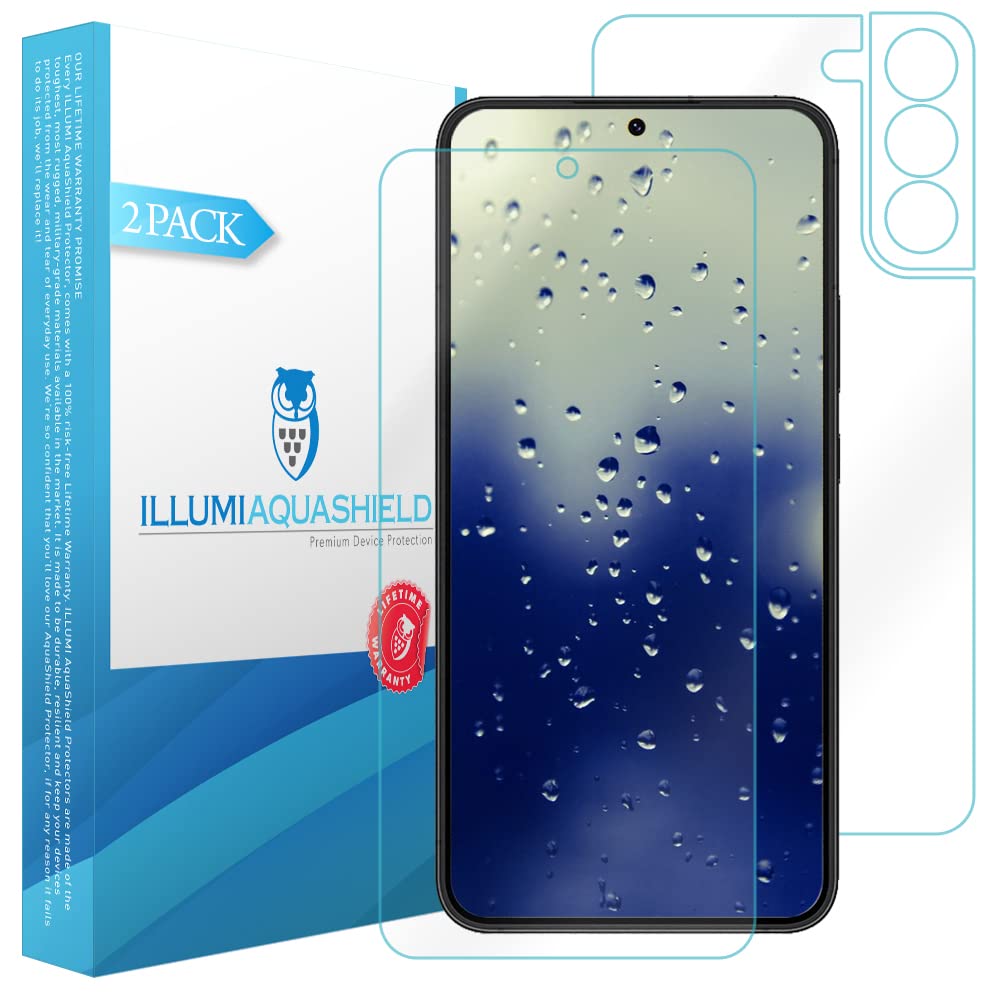 Premium ILLUMI AquaShield HD Clear TPU Screen Protector (2-Pack) for Samsung Galaxy S22+ - Bubble-Free Front & Back Protection for Work, Travel & Daily Use