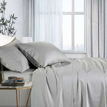 1000TC Bamboo Cotton Sheet Set - King Single Size in Silver | Ultra-Soft & Breathable Bedding for All Seasons | Perfect for Home, Hotel, and Guest Room Comfort