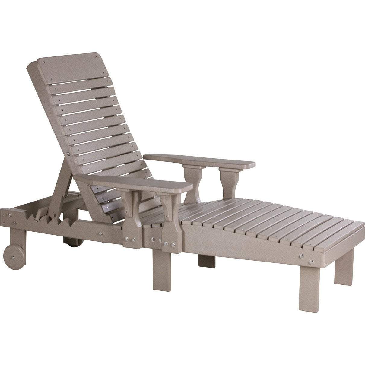 LuxCraft Weatherwood Recycled Plastic Lounge Chair with Cup Holder - Outdoor Patio Furniture for Poolside, Garden & Backyard Relaxation