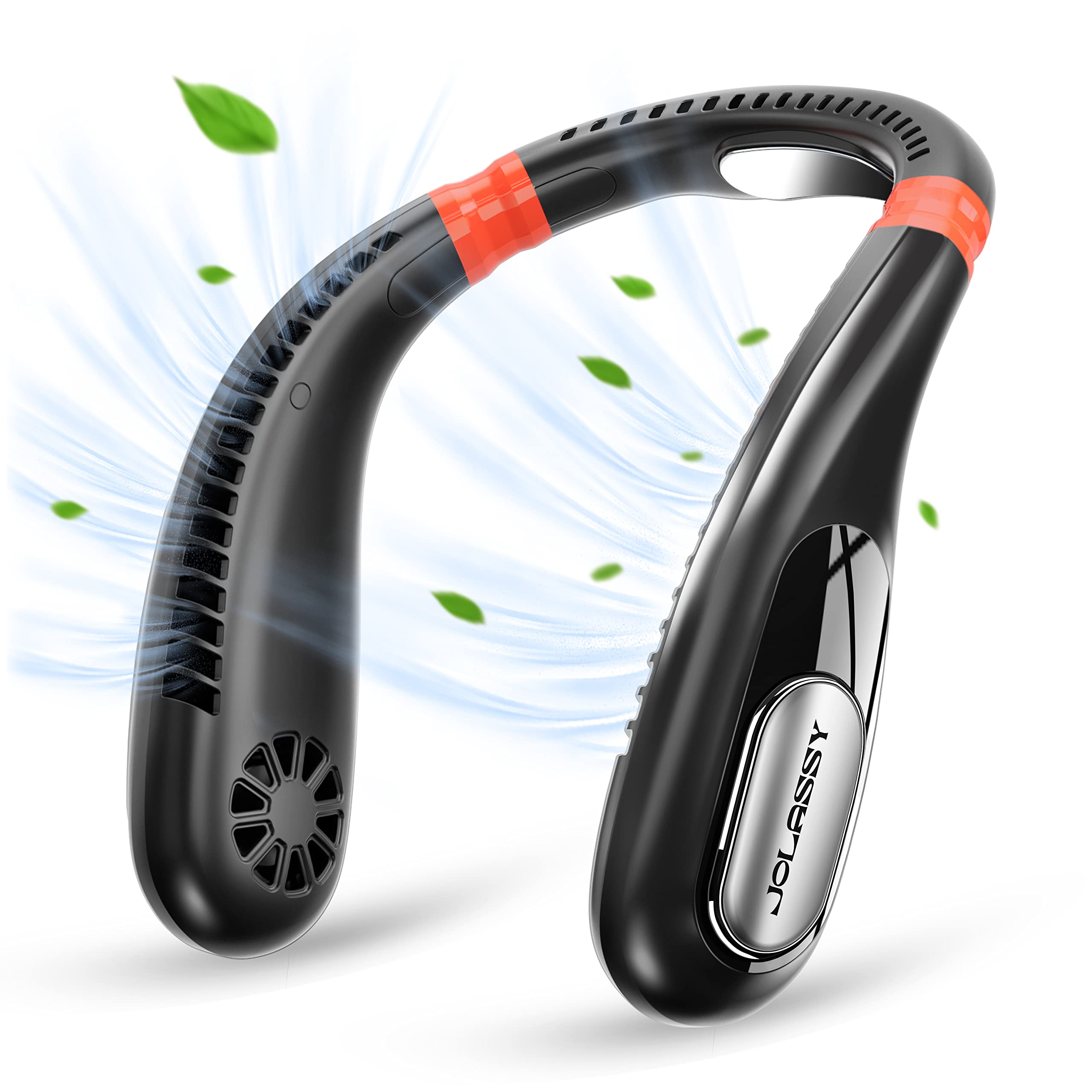 Portable Neck Fan with 6000mAh Battery - Rechargeable Personal Cooling Fan, 3-Speed Hands-Free Bladeless Design for Sports, Office & Travel - Ultra Quiet Wearable Fan for Indoor & Outdoor Use (Black)