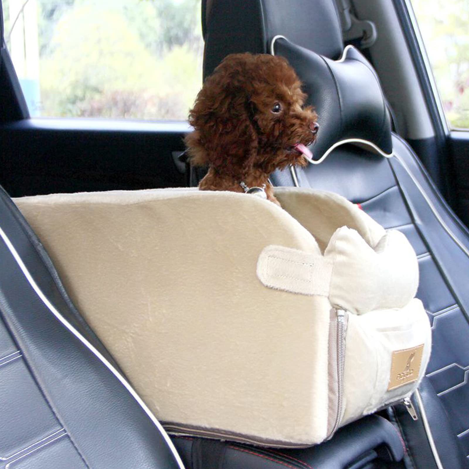 **Small Dog Car Seat Booster - Pet Travel Carrier with Flip-Top Armrest Box for Cats & Dogs Up to 10 lbs | Safe & Comfortable for Road Trips, Vet Visits & Daily Commutes**
