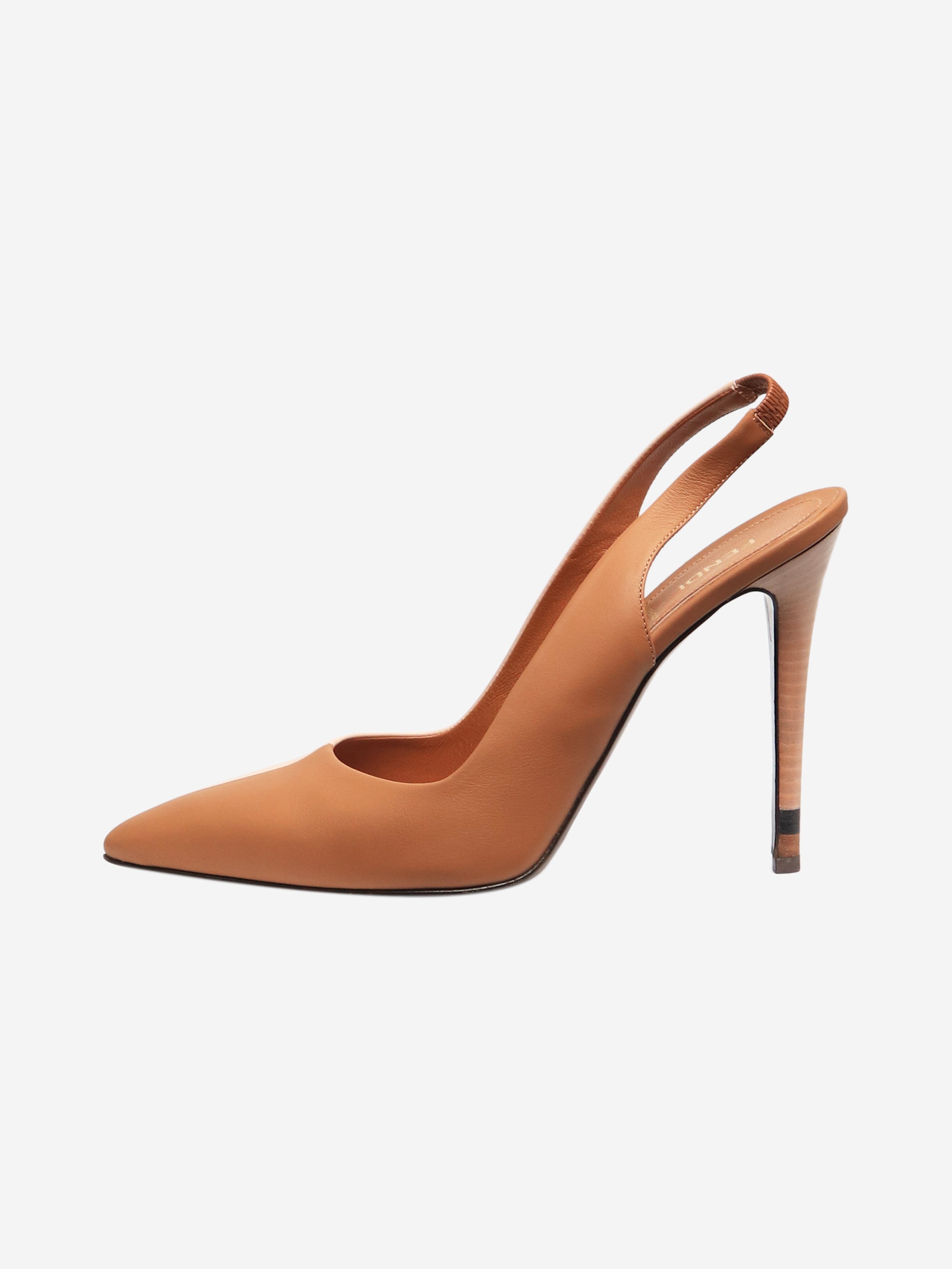 Elegant Brown Two-Tone Leather Heels for Women - UK Size 7 | Comfortable Dress Shoes for Office, Party & Special Occasions