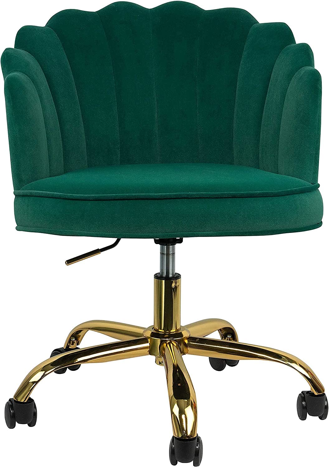 Adjustable Velvet Swivel Desk Chair with Golden Base - Modern Tufted Accent Chair for Home Office, Vanity & Small Spaces | Ergonomic Computer Chair for Work & Study