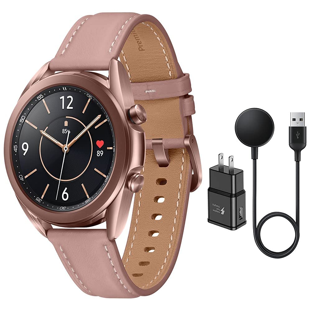 Samsung Galaxy Watch 3 (41mm) Stainless Steel Smartwatch - SpO2 Oxygen Monitor, GPS Fitness Tracker, IP68 Water Resistant, Fast Charging, Bronze (Renewed) - Perfect for Workouts, Swimming & Daily Activity Tracking