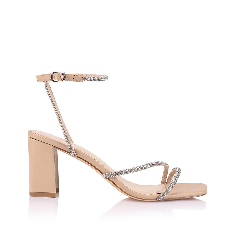 Nastassia Women's Block Heel Sandals - Comfortable Nude Open Toe Shoes for Summer | Perfect for Weddings, Parties & Casual Outings