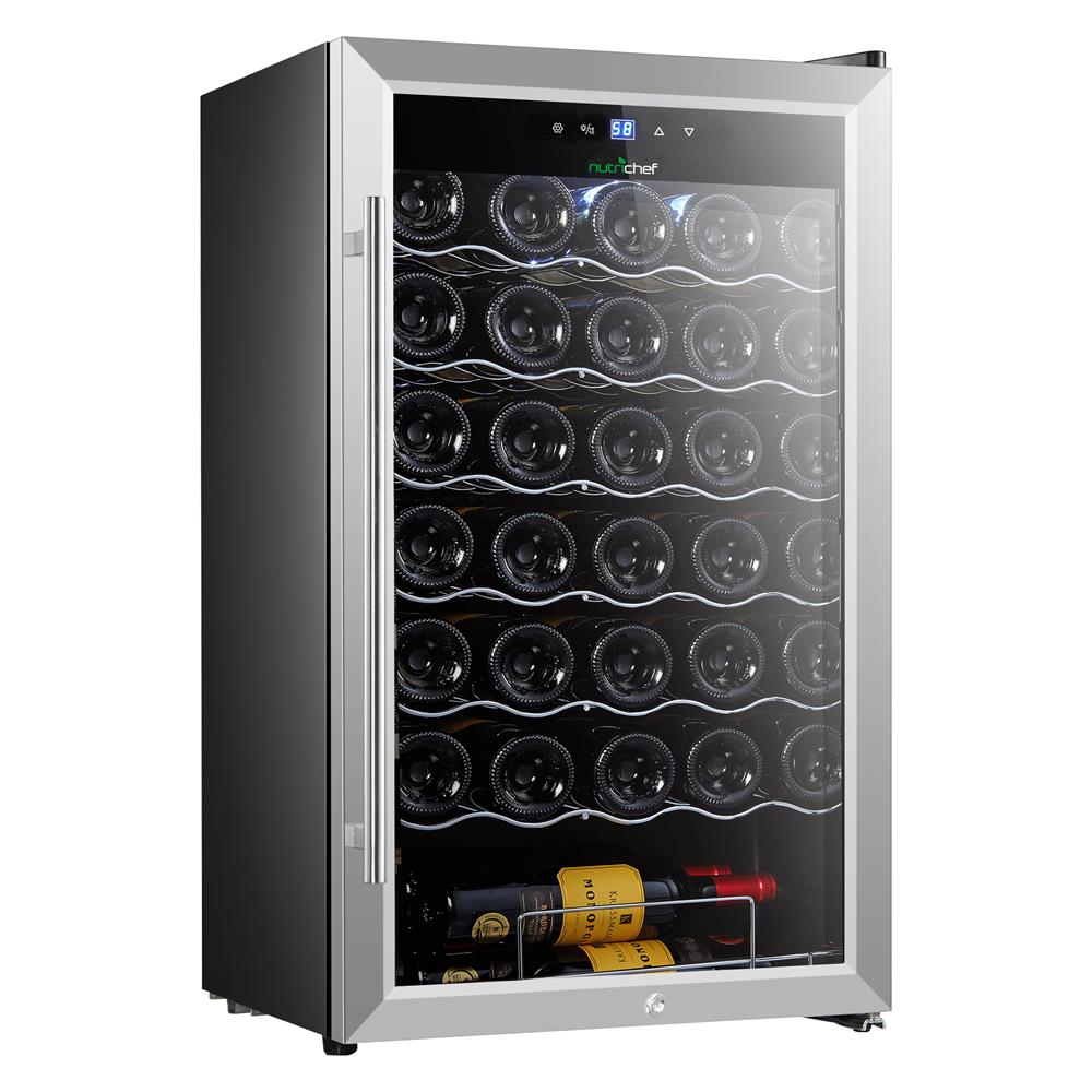 34 Bottles Single Zone Wine Cellar - Premium Temperature Controlled Wine Cooler for Home, Office or Restaurant Use
