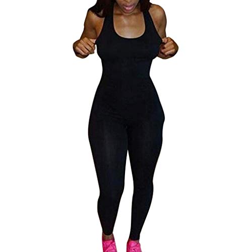 **Plus Size Women's Romper Jumpsuit - Yoga & Sport Bodysuit with Long Pants - Slim Fit Tracksuit for Casual Wear & Workouts (Black, Size S)**