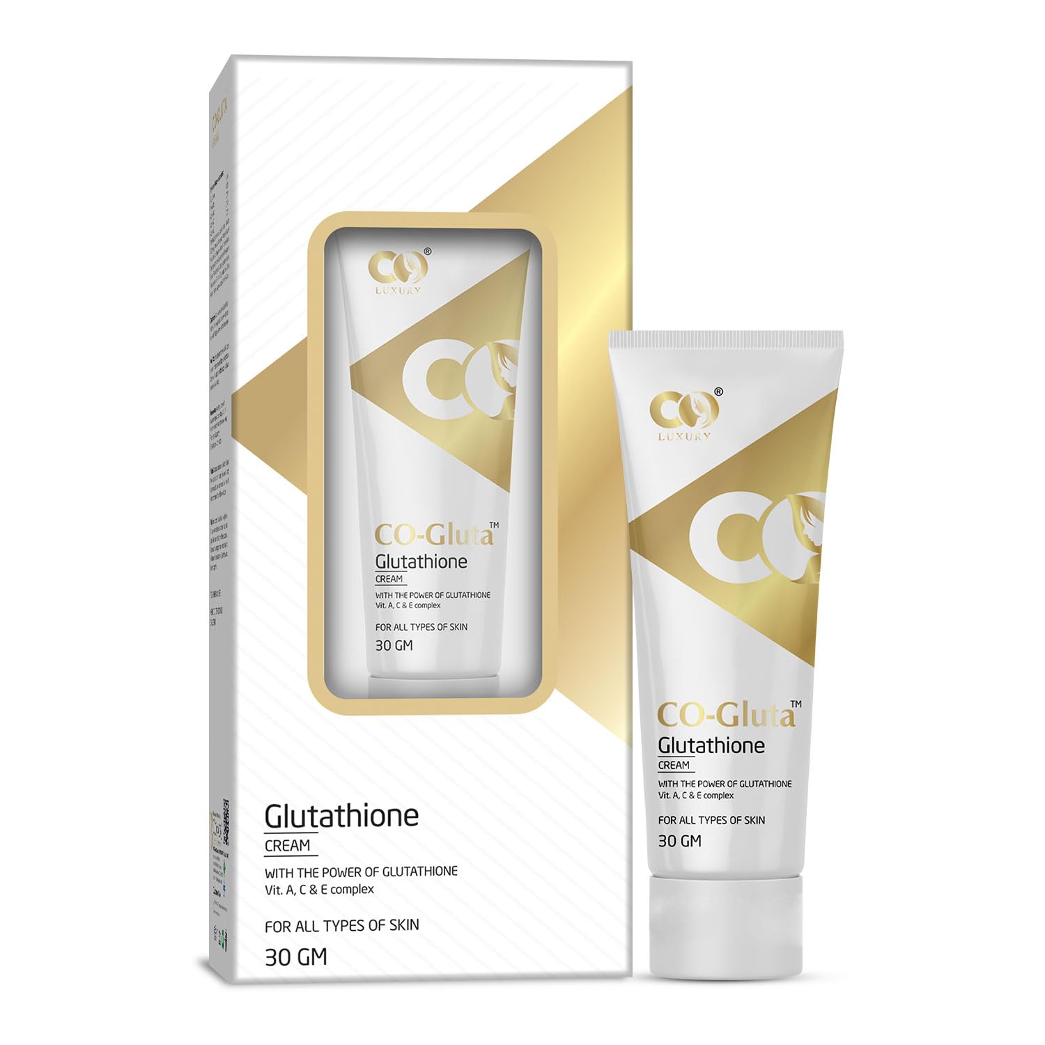 CO LUXURY Glutathione Skin Brightening Cream with Kojic Acid & Vitamin C - Dark Spot Corrector for Hyperpigmentation, Age Spots & Uneven Skin Tone | Whitening Face Moisturizer for Men & Women (30g) | Perfect for Daily Skincare Routine & Nighttime Use