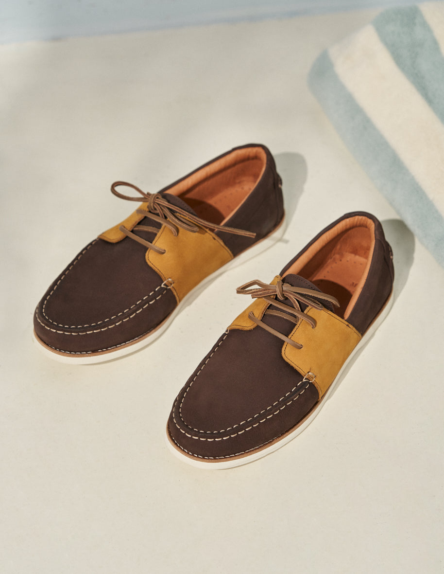Men's Brown & Hazel Nubuck Boat Shoes - Comfortable & Stylish Deck Shoes for Sailing, Casual Wear & Outdoor Activities