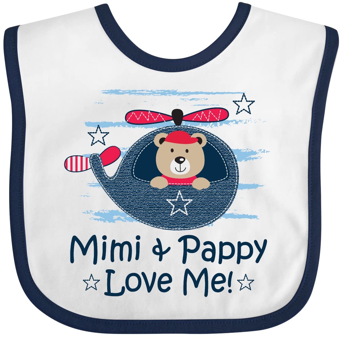 Inktastic Mimi and Pappy Love Me Baby Boy Bib - Soft Cotton Drool Bib for Infants - Perfect for Feeding, Teething, and Everyday Use