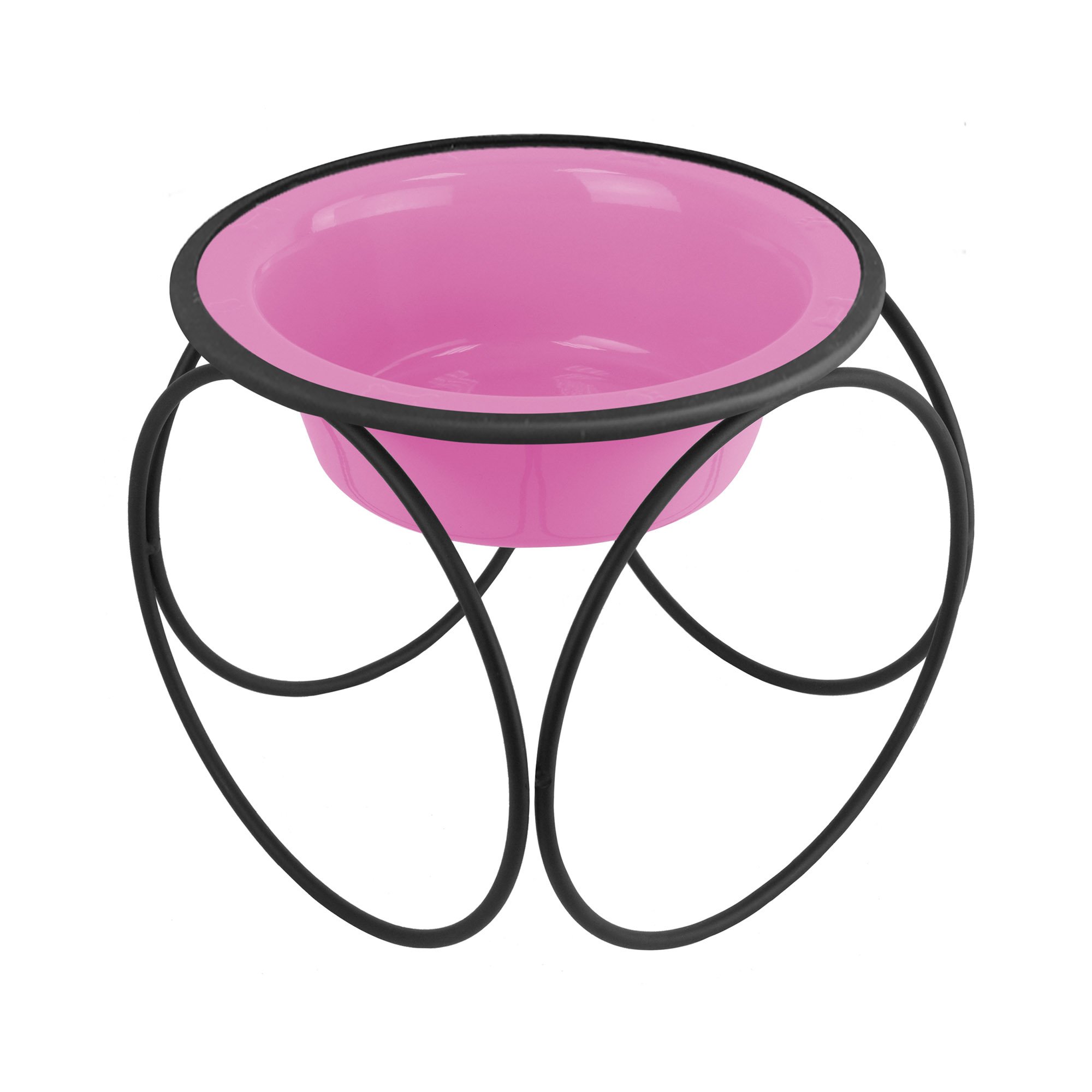 Platinum Pets Olympic Single Diner Feeder with Stainless Steel Dog Bowl - Medium Size, Cotton Candy Pink | Elevated Dog Food Stand for Small to Medium Breeds | Perfect for Kitchen, Dining Room or Pet Feeding Station