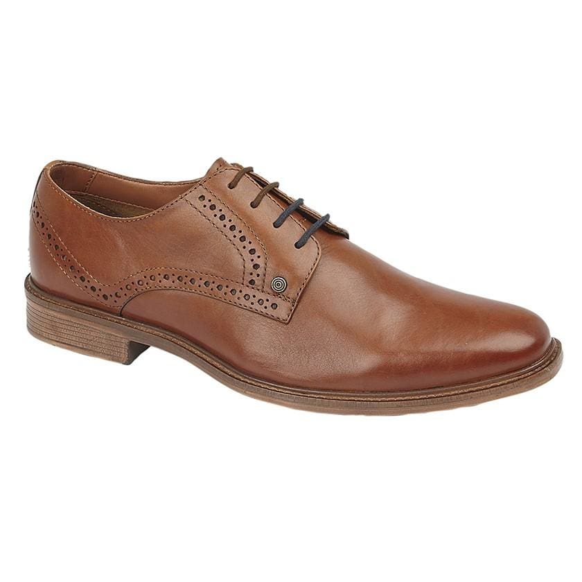 Lambretta Harvey Derby Men's Tan Leather Dress Shoes - Classic Oxford Style for Business, Office & Formal Occasions