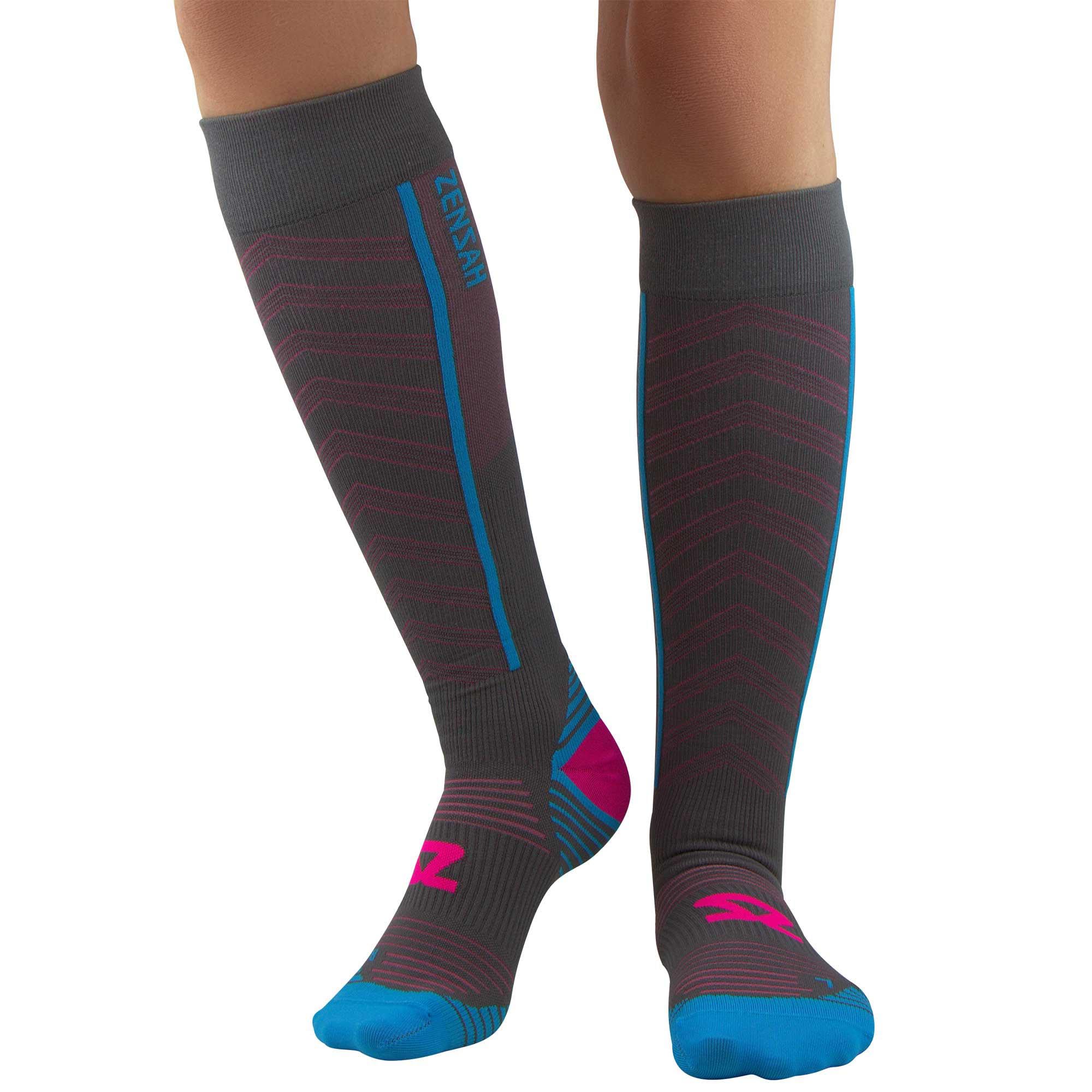 Zensah Featherweight Compression Socks - Ultra-Lightweight Running Socks for Women & Men - Improve Circulation & Performance for Runners, Athletes & Travelers