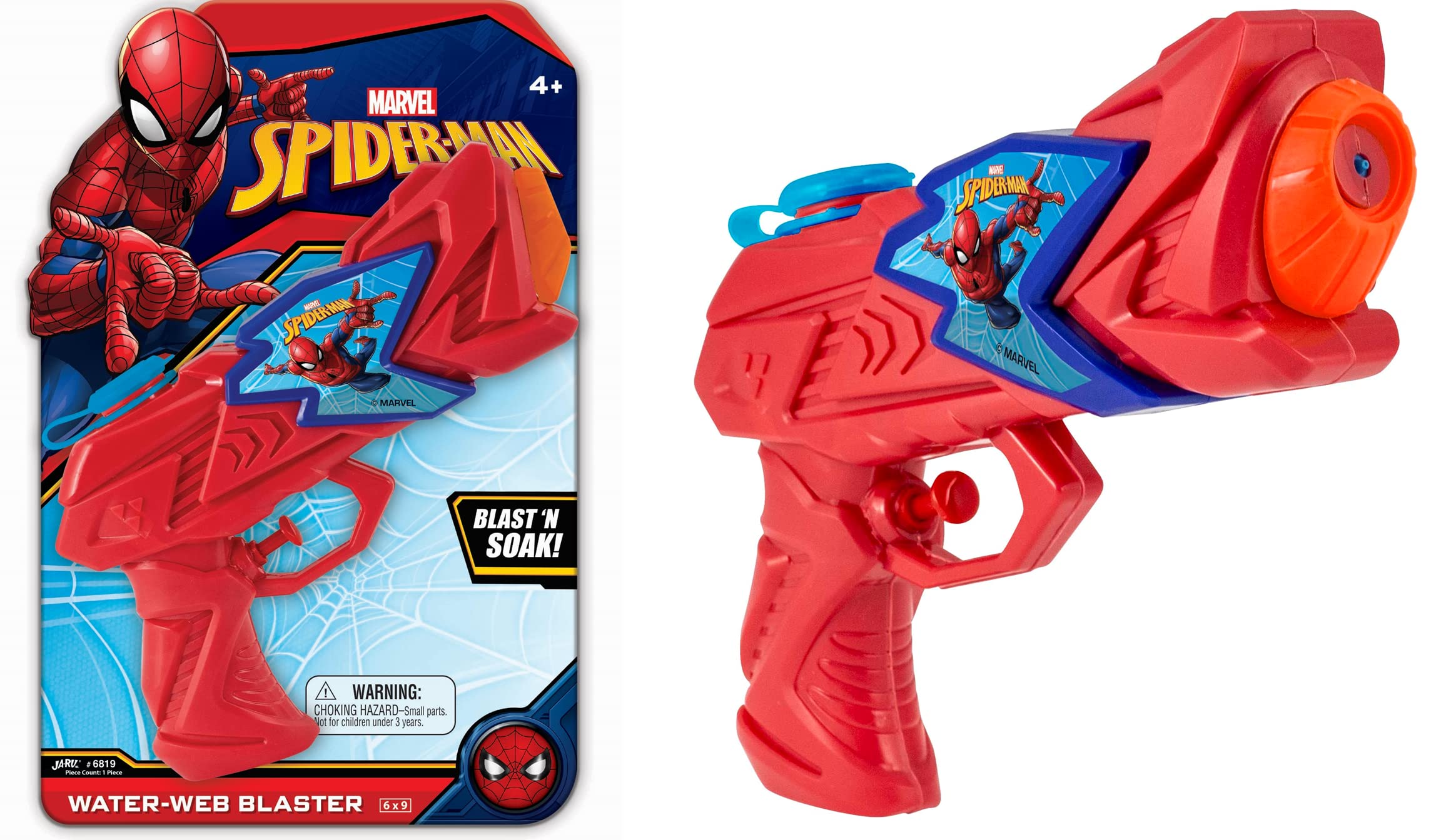 **Marvel Spiderman Water Gun Toy - Avengers Superhero Water Blaster for Kids & Adults - Fun Outdoor Pool, Beach & Backyard Water Play - Great for Dog & Cat Training - 1 Pack**
