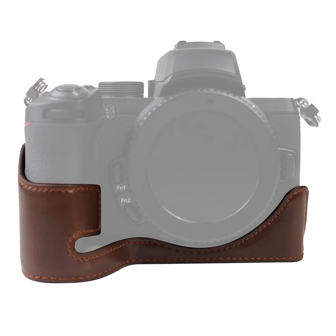 Nikon Z50 Camera Half Case - 1/4 Inch Thread PU Leather Protective Cover | Camera Accessories for Travel & Street Photography | Compatible with Nikon Z50 Bags & Straps