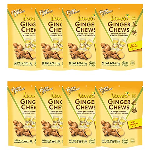 Z. Emma Original Ginger Chews Candy 4oz - Natural Sweet & Spicy Chewy Ginger Candy for Morning Sickness & Nausea Relief - Lemon Flavor (8 Pack) - Perfect for Pregnancy, Travel & Digestive Comfort