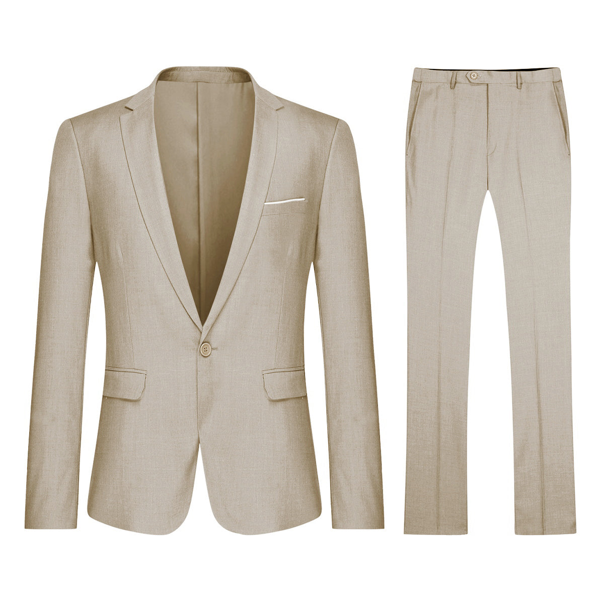 2 Piece Slim Fit Light Beige Suit for Men - Modern Minimalist Business Attire - Perfect for Office, Weddings & Formal Events