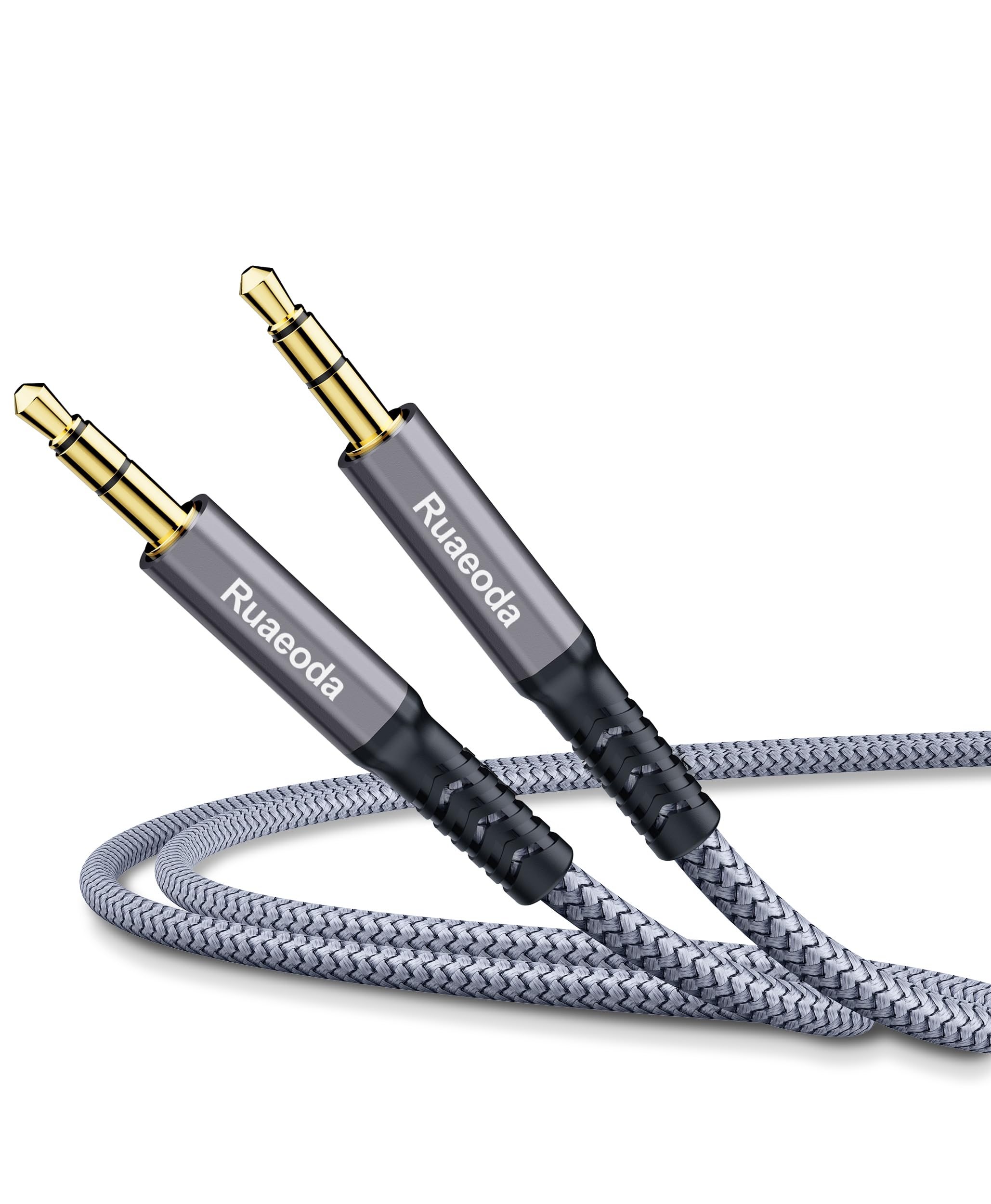 20ft 3.5mm Male to Male Stereo Audio Cable, Hi-Fi Nylon Braided Aux Cord for Headphones, Car Stereos, Home Speakers, Tablets, and Portable Devices