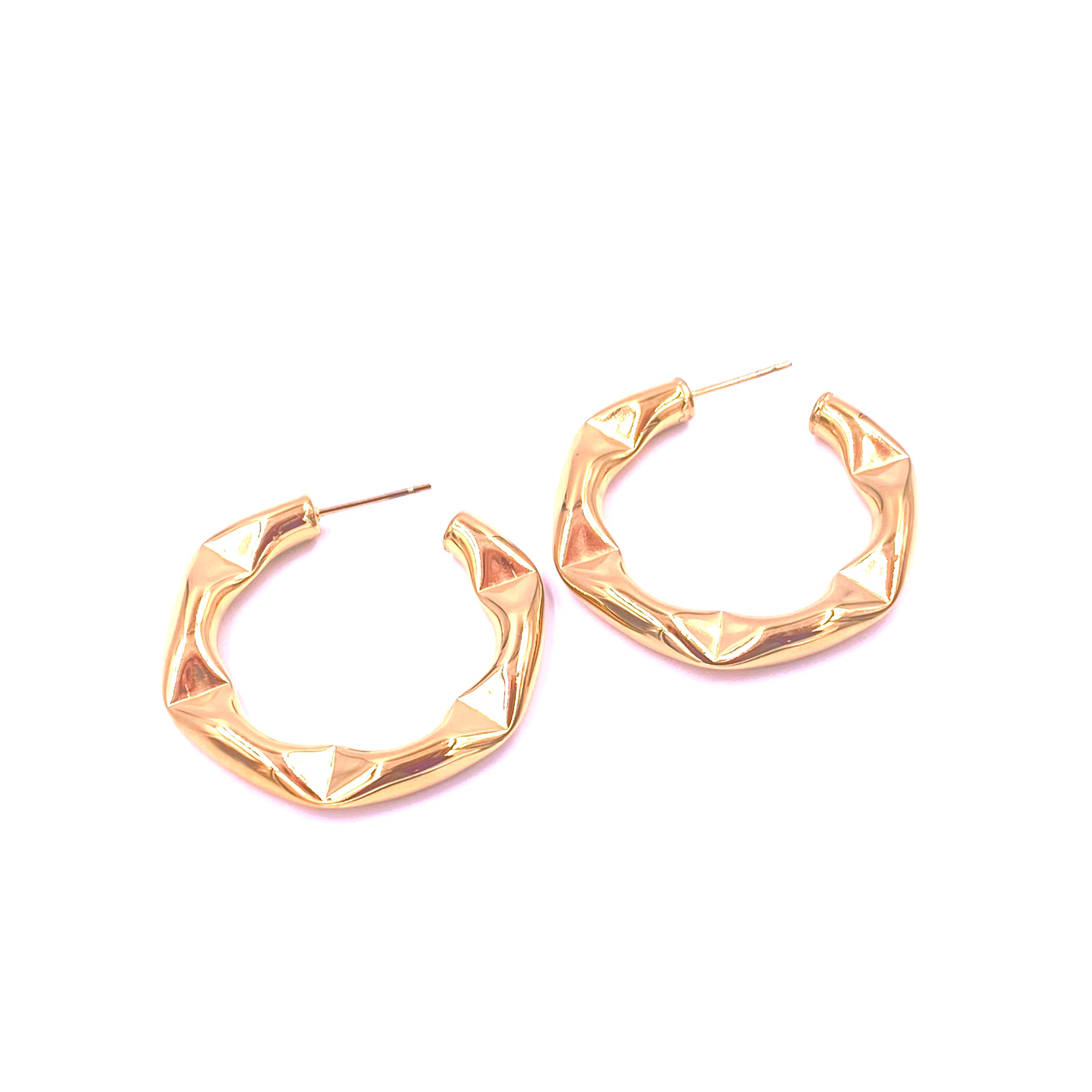 Ashley Gold Stainless Steel Hoop Earrings for Women - Hypoallergenic 18K Gold Plated Edge Design - Perfect for Parties, Weddings & Everyday Wear