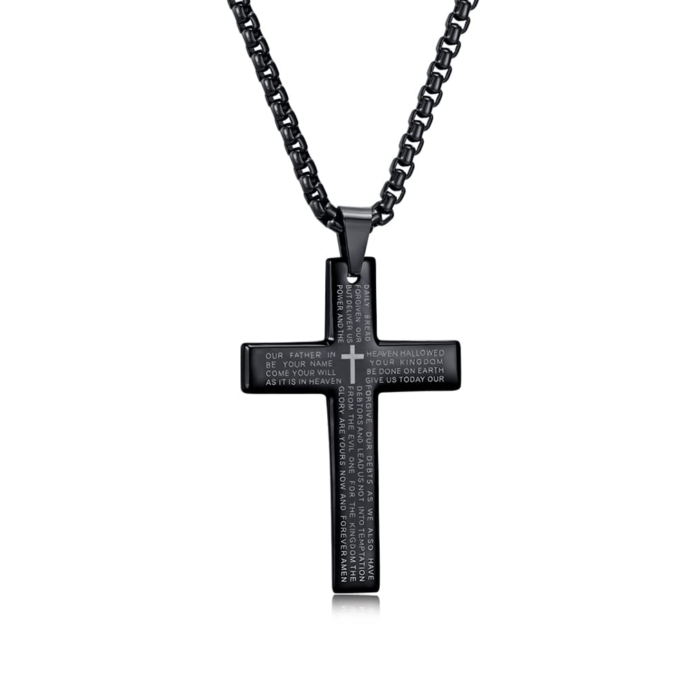 Stainless Steel Cross Necklace for Men & Women - Jesus Pendant Gift for Christians