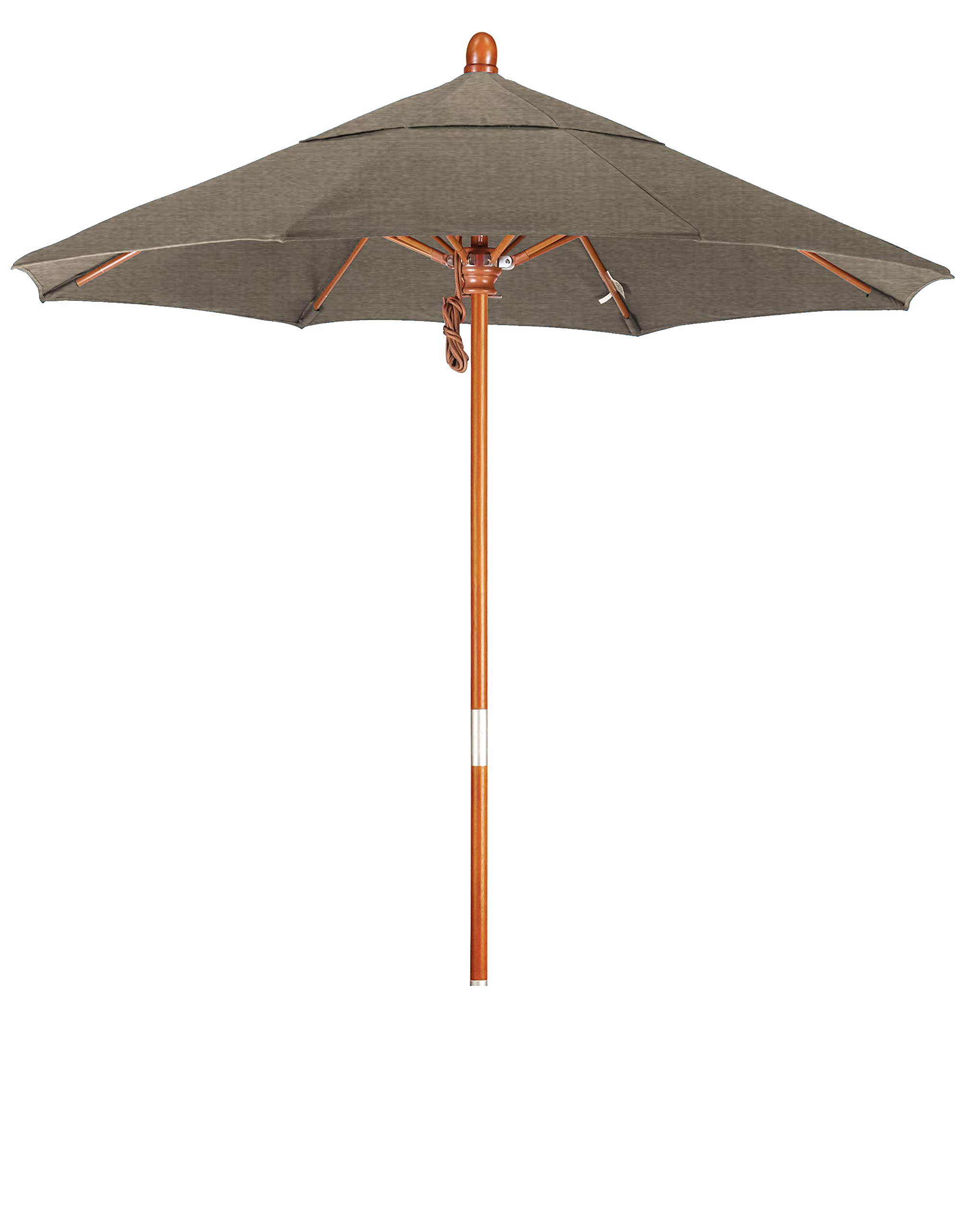 7.5' Grove Series Patio Umbrella with Wood Pole & Hardwood Ribs - Push Lift Mechanism - Sunbrella 1A Taupe Fabric - Perfect for Outdoor Dining, Poolside Lounging, and Garden Relaxation