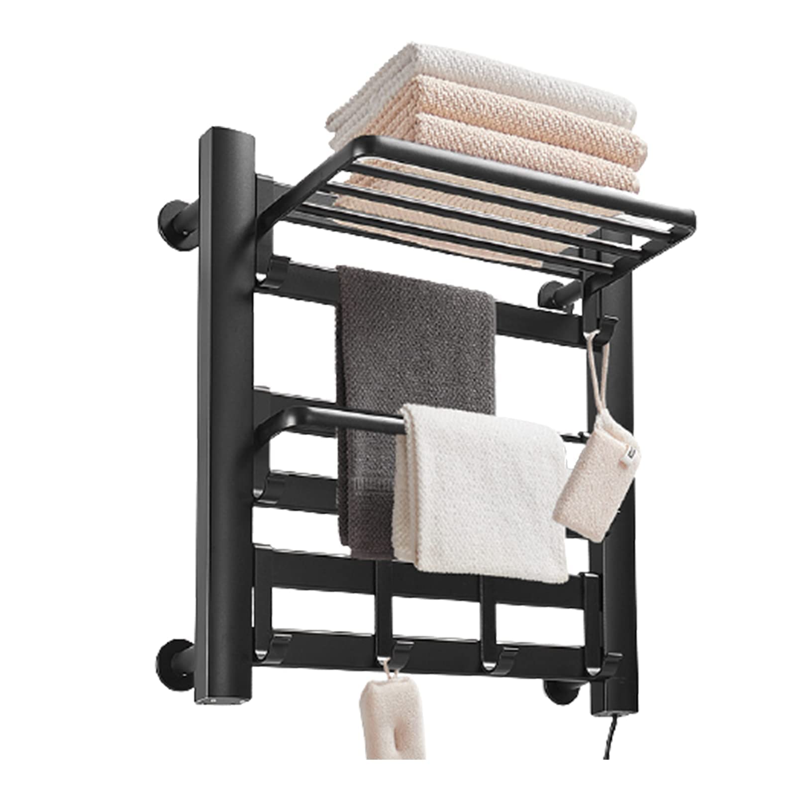 Premium Wall Mounted Towel Warmer for Bathroom - 220V Plug-in Electric Towel Heater with Timer, Energy Saving & Lightweight Design - Perfect for Spa, Gym & Luxury Home Use (Silver, 10 Bars / Black, 6 Bars)