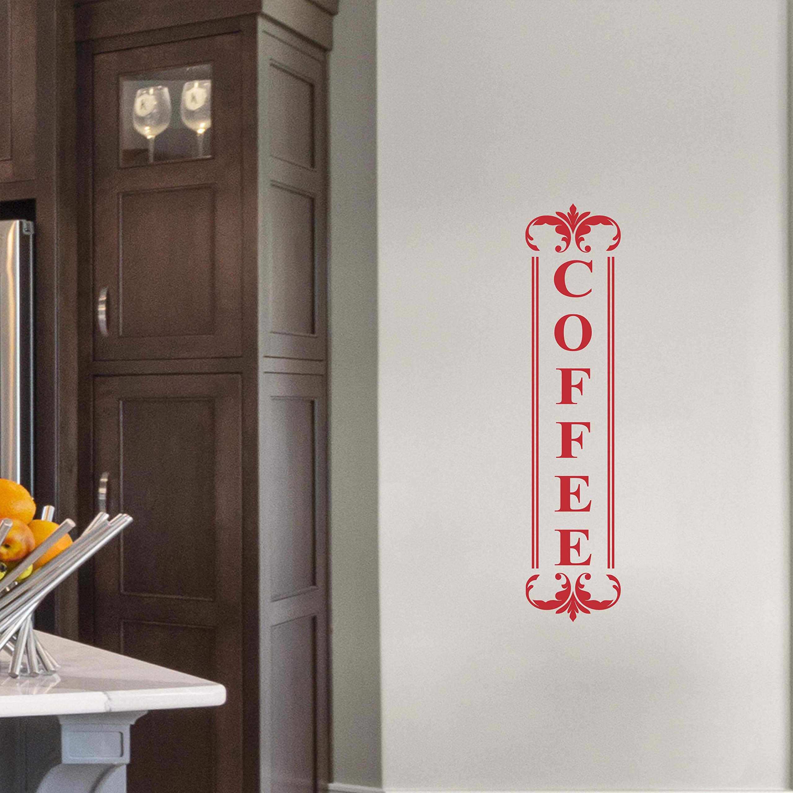 Coffee Wall Decal Quote - 2.5x11 Red Vinyl for Kitchen Decor