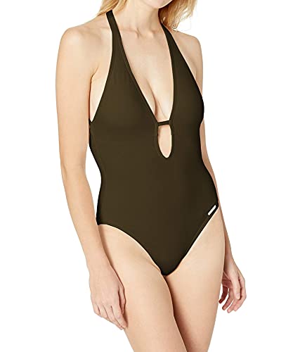 Vince Camuto Women's Plunging V-Neck One-Piece Swimsuit with Removable Soft Cups - Sexy Swimwear for Beach, Pool & Vacation | Plus Size Options Available