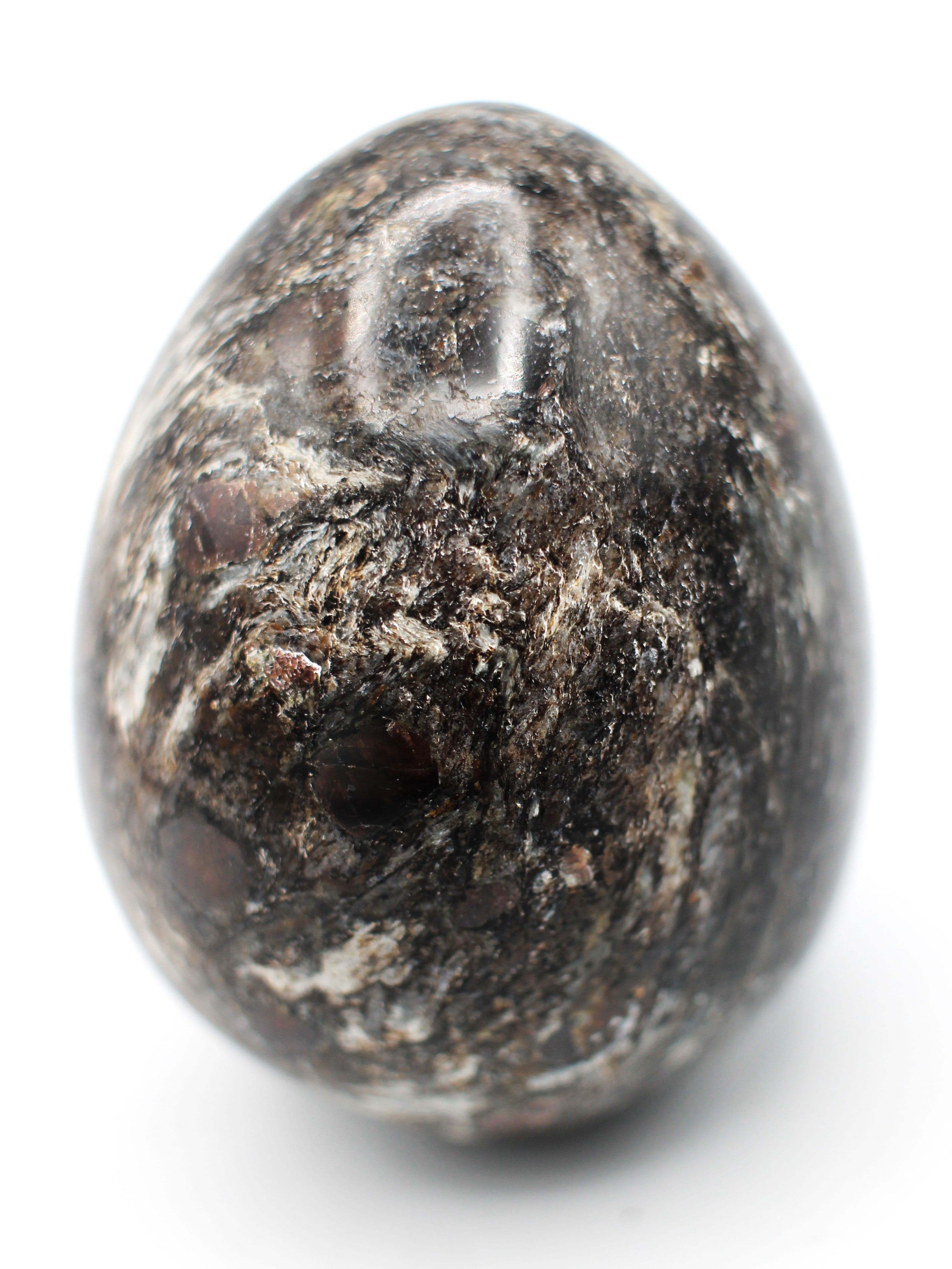 Natural Canadian Staurolite Garnet Mica Schist Egg - Healing Crystal for Meditation, Reiki & Home Decor | Unique Spiritual Gift for Collectors & Crystal Enthusiasts