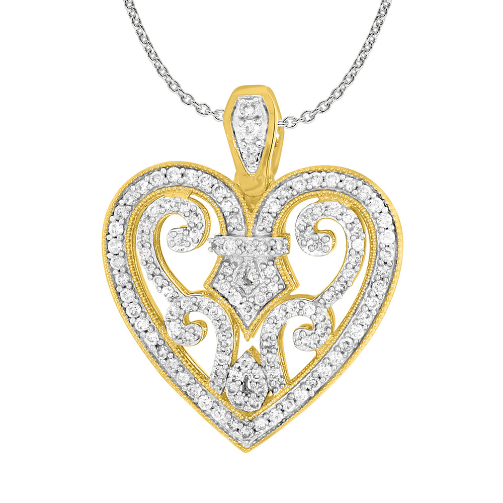 9ct Yellow Gold 1/2 Carat Diamond Heart Enhancer Pendant - Elegant Jewelry Gift for Women, Perfect for Valentine's Day, Anniversary & Romantic Occasions