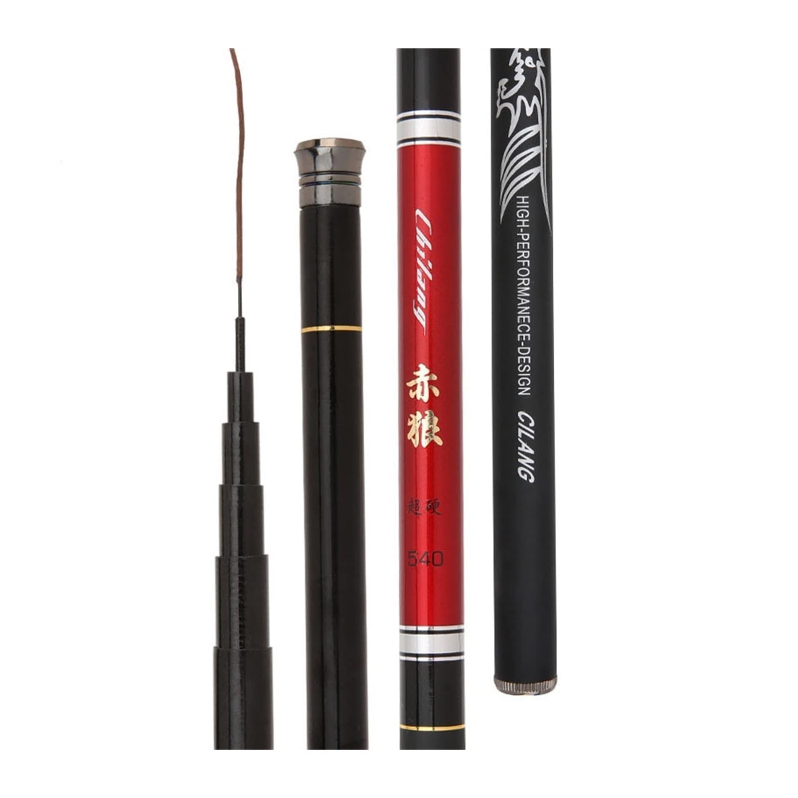 Ultra Lightweight Carbon Fiber Telescopic Fishing Rod 3.6-7.2M - Portable Travel Fishing Pole for Carp, Stream & Freshwater Fishing | Durable Hard Carbon Construction | Compact & Easy to Carry (Red, 3.6m) - Perfect for Camping, Hiking & Outdoor Adventures
