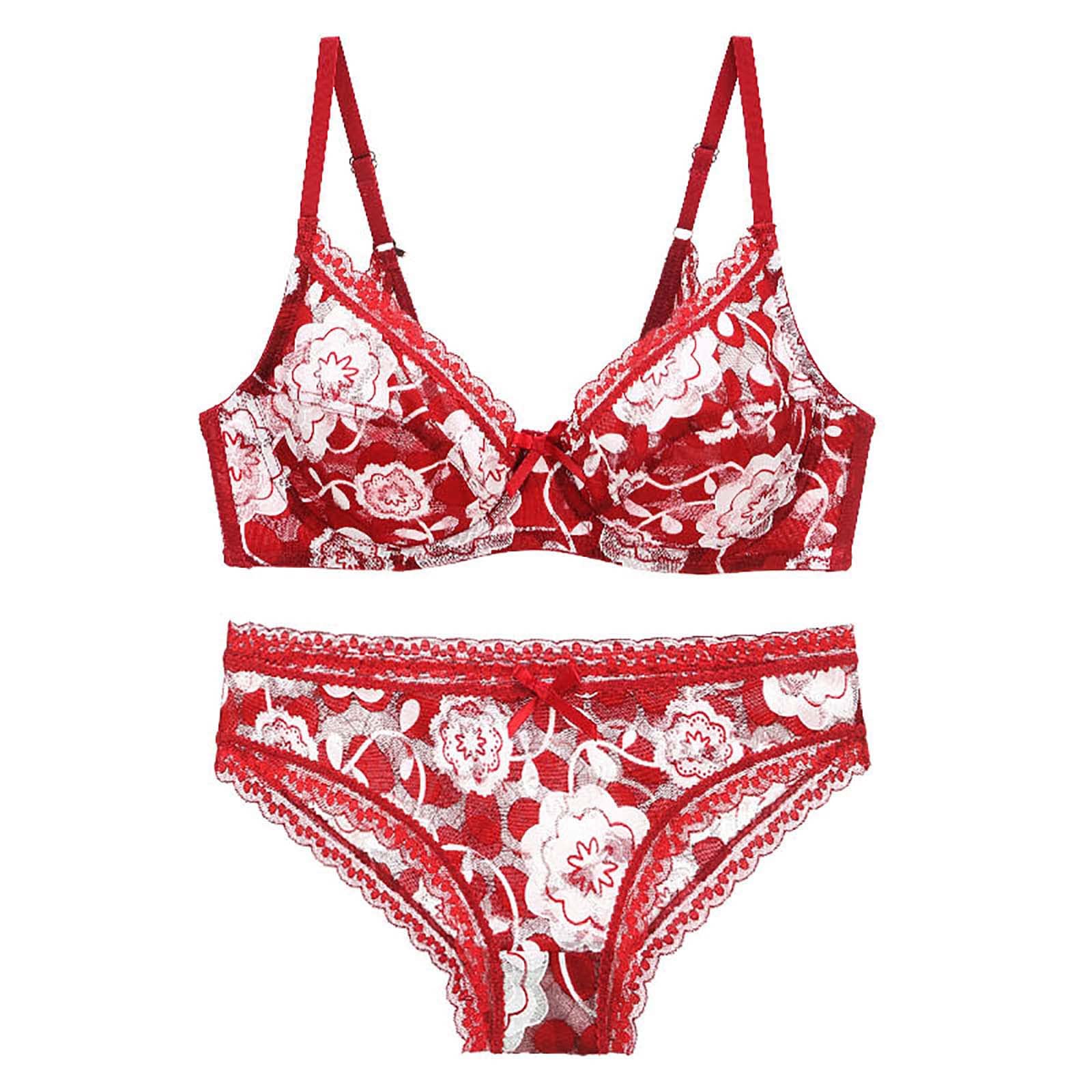 Sexy Lingerie Set for Women - Wireless Bra & Panty Set with Lace Trim - Perfect for Valentine's Day, Honeymoon & Romantic Nights