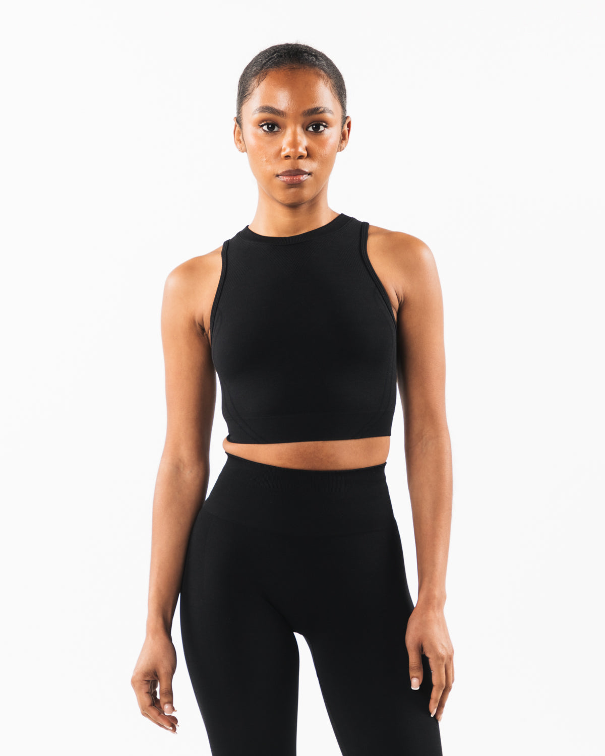Stratus Crop Tank Top for Women - Black - Perfect for Yoga, Running & Casual Wear