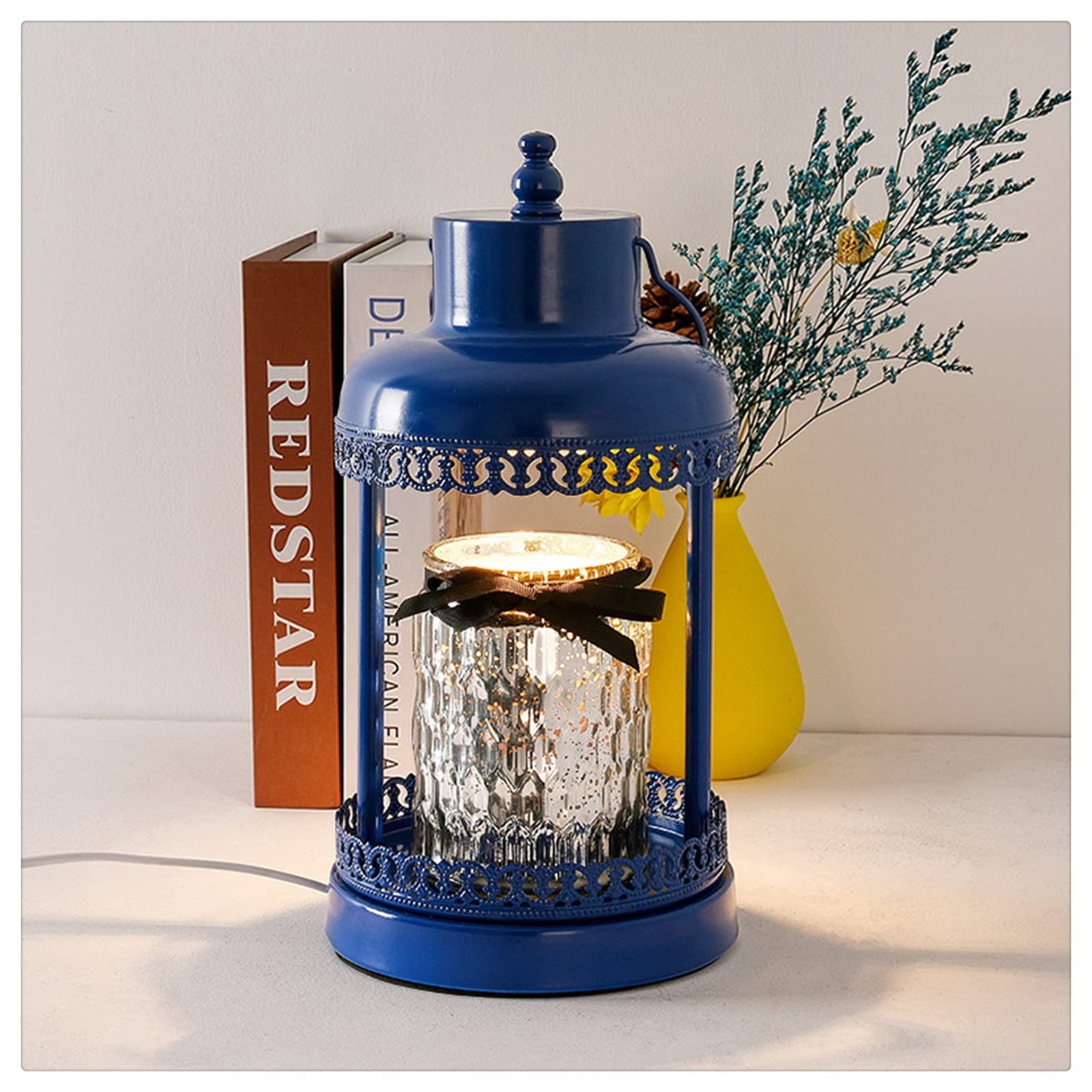 YEHEI Electric Candle Warmer Lamp with Timer & Dimmable Light - Wax Melt Warmer for Aromatherapy, Home Decor, Bedroom Night Light, Romantic Ambience (Blue) | Perfect for Living Room, Spa, Yoga & Relaxation
