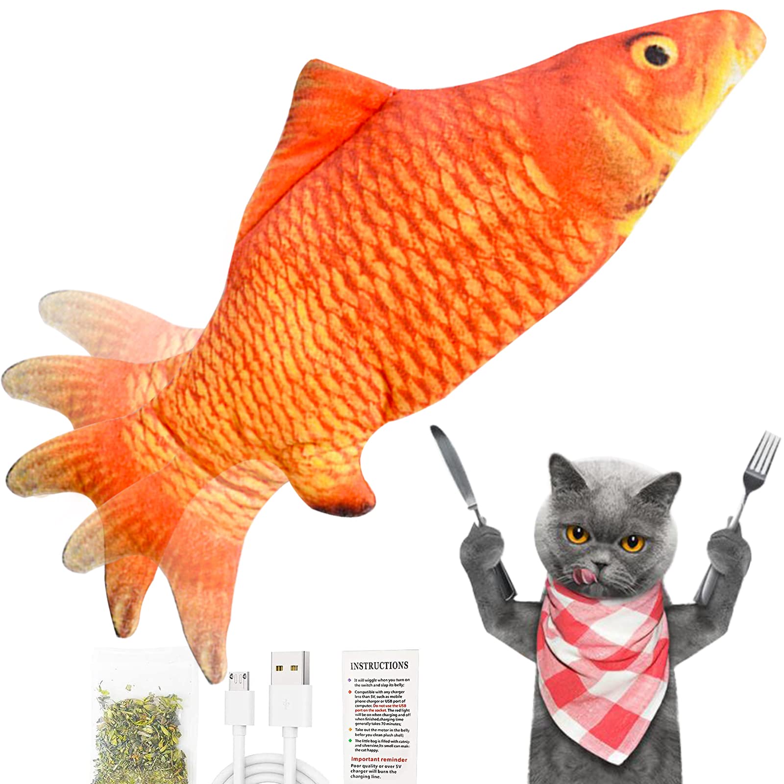 Backagin Interactive Fish Cat Toys & Dog Exercise Toys - Fun Pet Toys for Cats and Dogs to Play & Stay Active - Perfect for Indoor Playtime, Training, and Bonding
