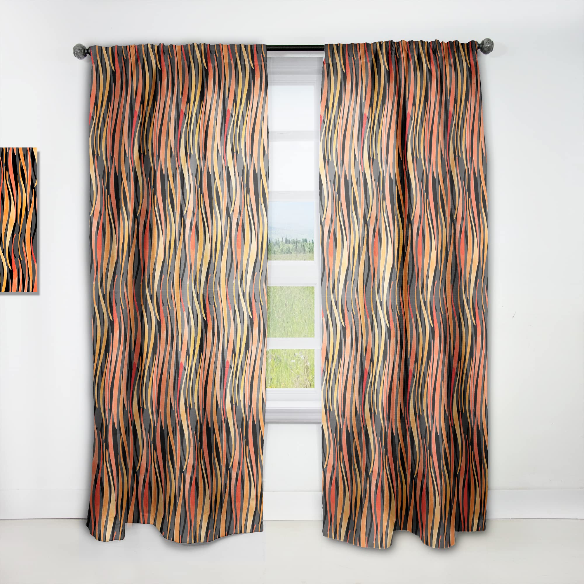 DesignQ Fire Flame Pattern Thermal Insulated Curtains - Single Panel 52x84 - Blackout Drapes for Bedroom & Living Room - Perfect for Home Decor, Privacy & Energy Efficiency
