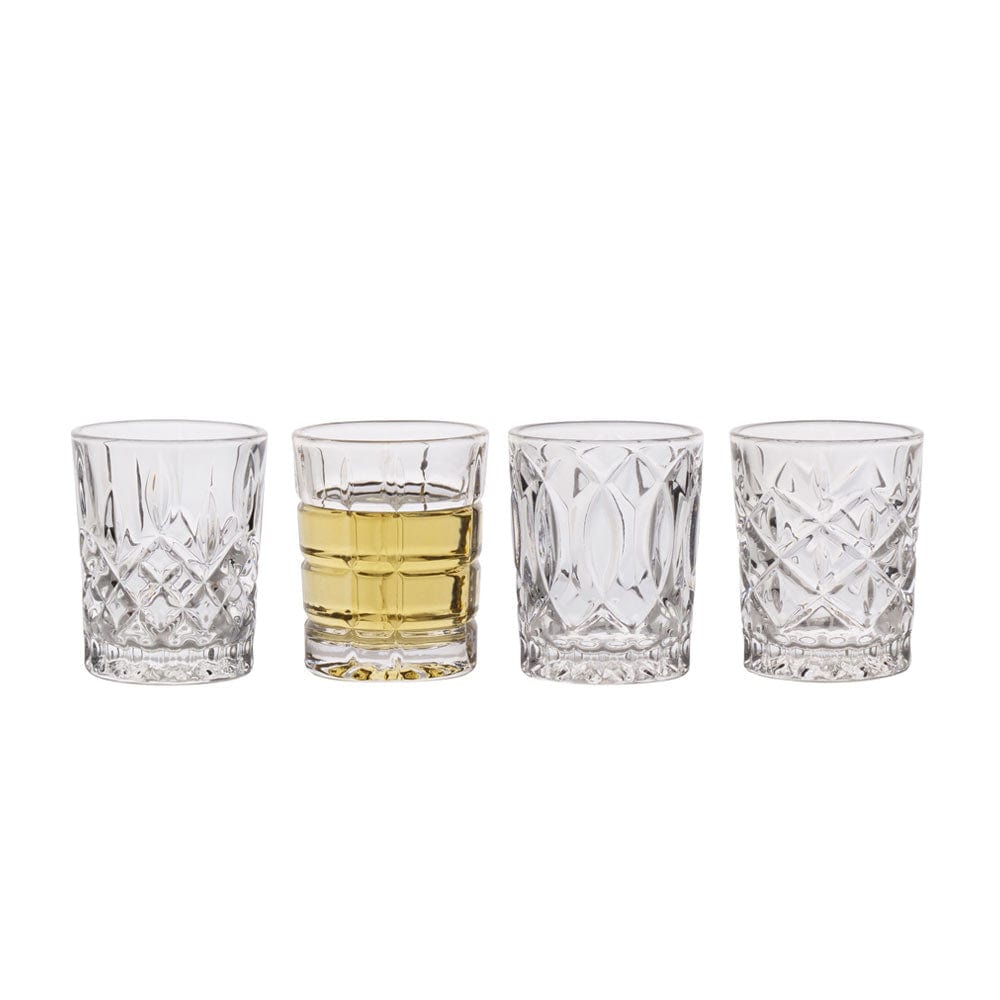 4-Piece Cordial Shot Glass Set - Elegant Liqueur & Whiskey Tasting Glasses for Home Bar, Parties & Gifts