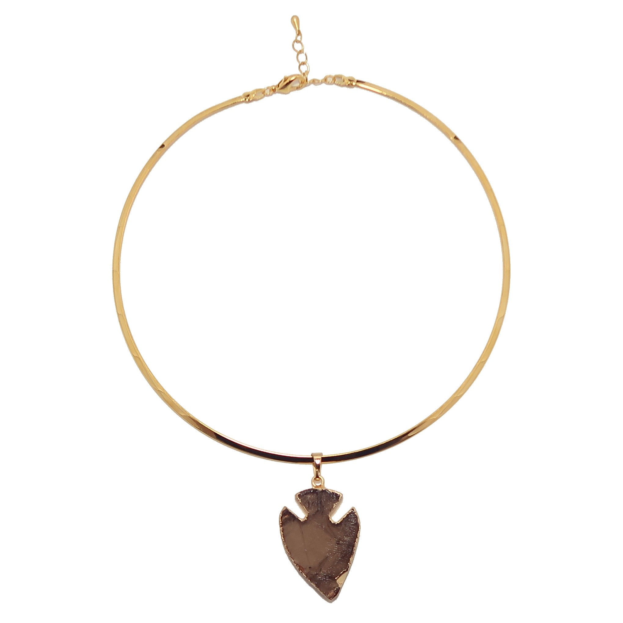 Smoky Quartz Arrowhead Pendant Necklace - 14K Gold Plated Choker for Women, Elegant Boho Jewelry Gift for Her - Perfect for Everyday Wear, Parties & Special Occasions