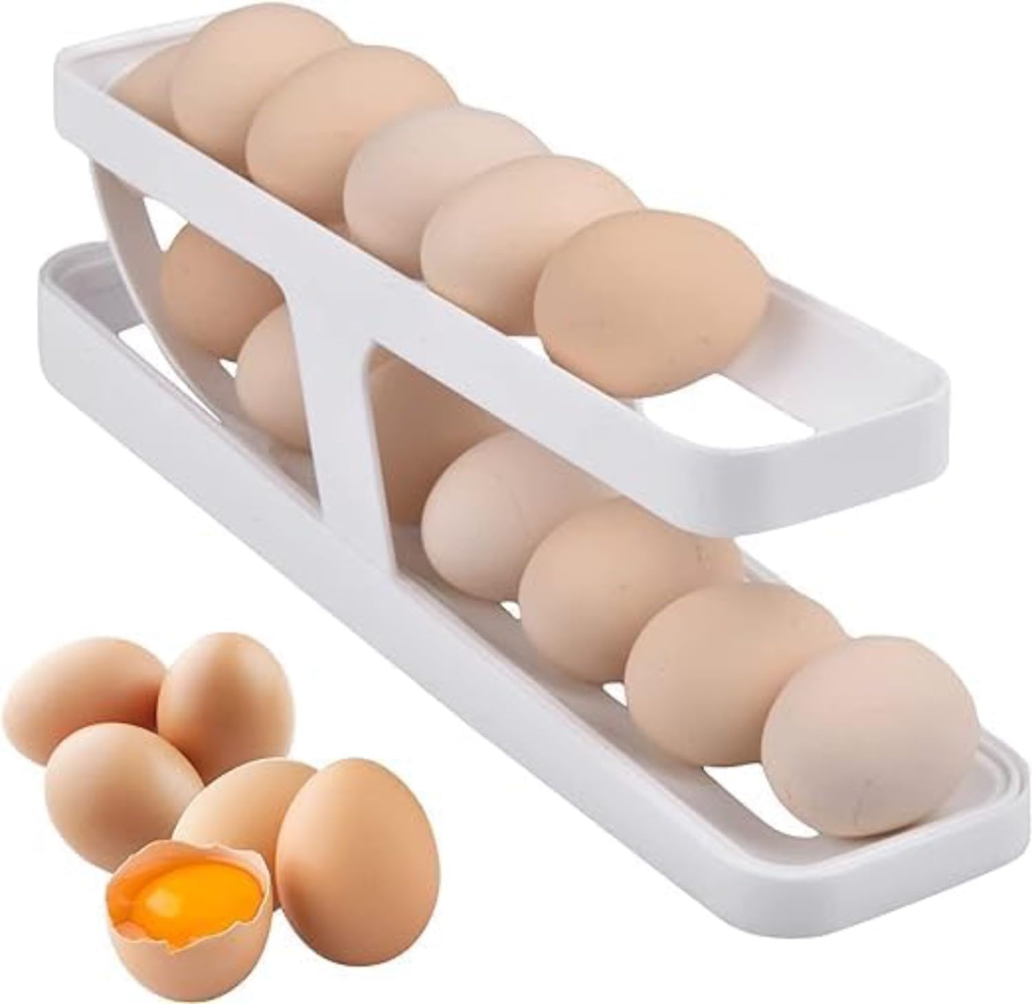 Portable Rolling Egg Dispenser - Foldable Space-Saving Automatic Egg Roller for Kitchen & Refrigerator Storage | Perfect for Breakfast Prep, Baking, and Organized Fridge Display (1 Pack)