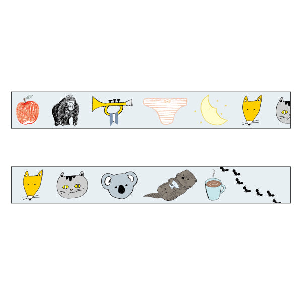 Chobit Wit Washi Tape - Animal Series Japanese Masking Tape for Scrapbooking, Journaling, DIY Crafts, and Gift Wrapping - Decorative Adhesive Paper for Creative Projects