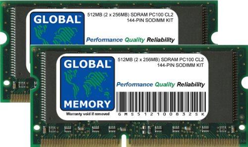 512MB (2 x 256MB) PC100 100MHz 144-Pin SDRAM SODIMM Memory RAM Kit - Compatible with Laptops & Notebooks - Upgrade for Faster Performance in Business & Gaming