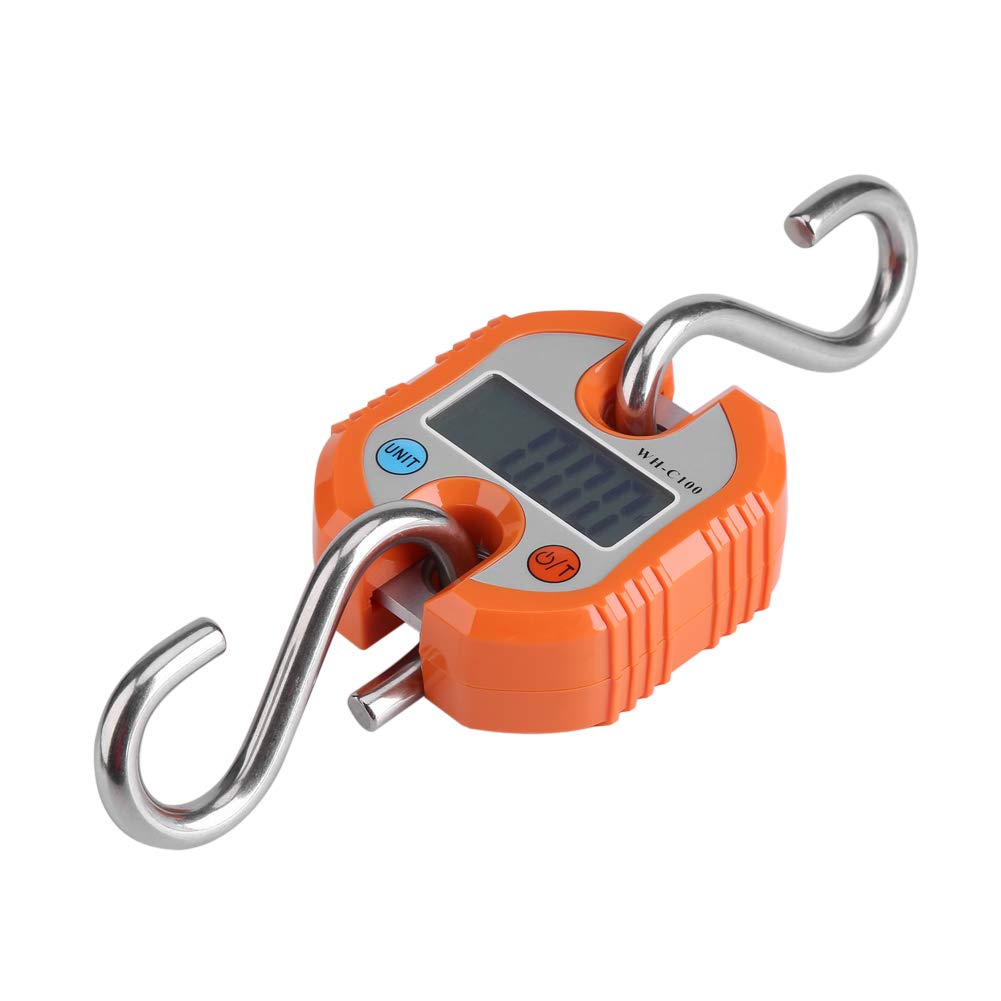 150kg Portable Electronic Crane Scale - Heavy Duty Hunting & Fishing Scale with HD LCD Display & Hook - Compact Weighing Balance for Outdoor, Warehouse, and Industrial Use (Orange)