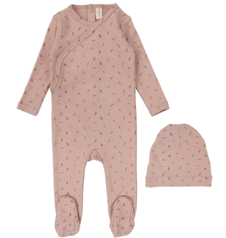 Lil Legs Printed Wrapover Footie Set for Newborns (NB 6M) - Soft Cotton Baby Bodysuit for Comfortable Sleep & Playtime
