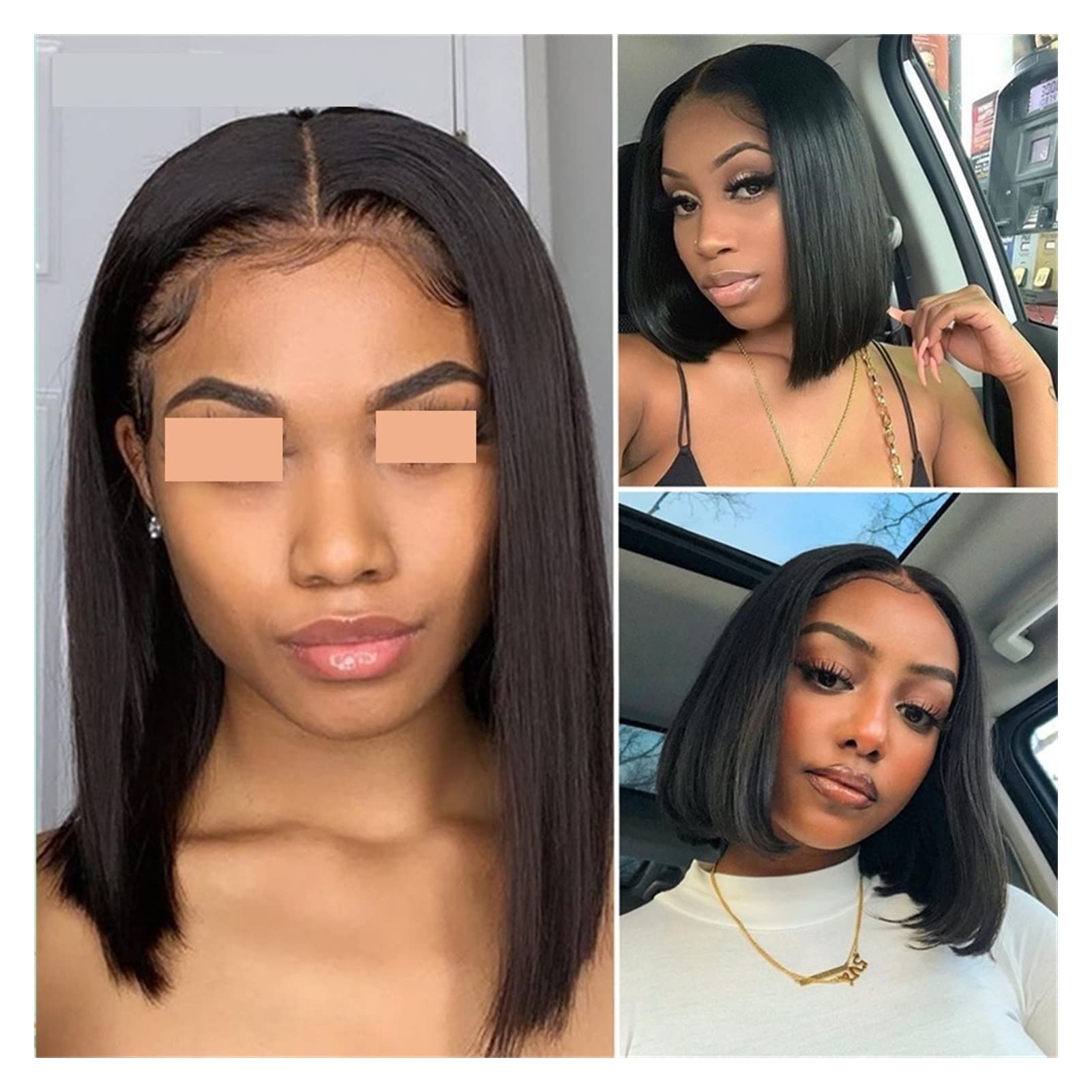 Brazilian Human Hair Wigs for Black Women - 150% Density Pre-Plucked Lace Closure Wig | Straight Layered Hair Replacement | Costume & Everyday Wear | Perfect for Parties, Cosplay and Daily Styling