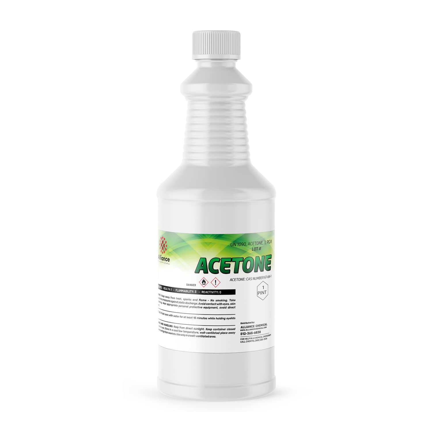 100% Pure Acetone - 16 FL Oz (1 Pint) - Strong Nail Polish Remover for Gel, Shellac & Dip Nails - Professional Grade Solvent for Home, Salon & Industrial Use - Perfect for Nail Art, Manicures & Cleaning Tools